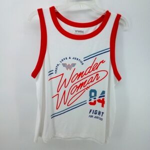 Wonder Woman Juniors Tank Top WW84 Graphic XL White Red Blue Cotton Blend